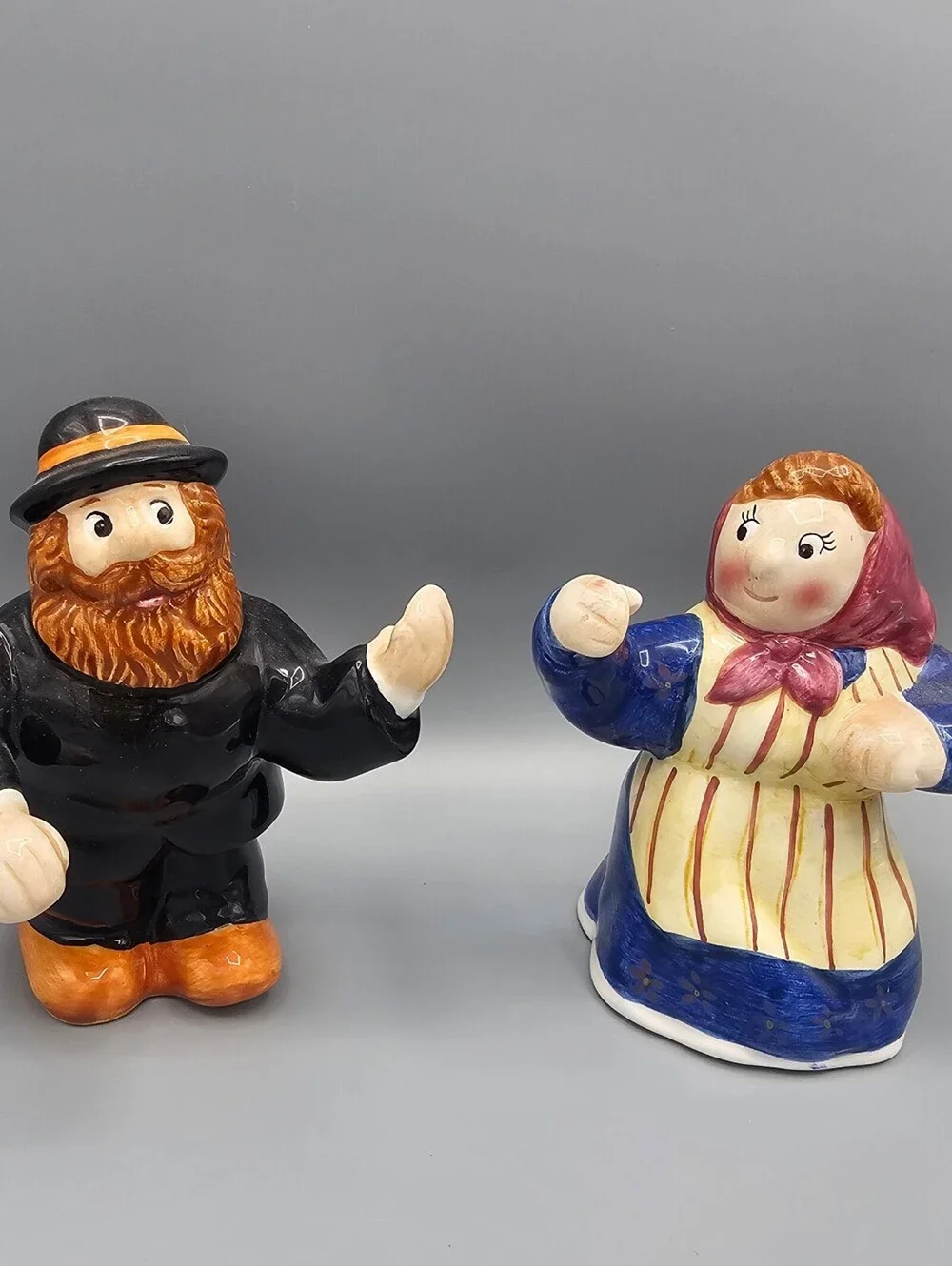Vintage Ceramic Salt and Pepper Shakers Couple Figurines